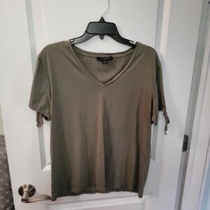 Allsaints Army Green V-Neck Women Top M/L